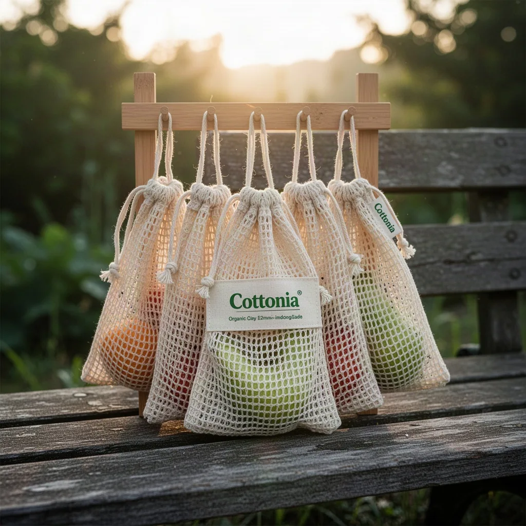 Organic Cotton Produce Bags, Set of 5